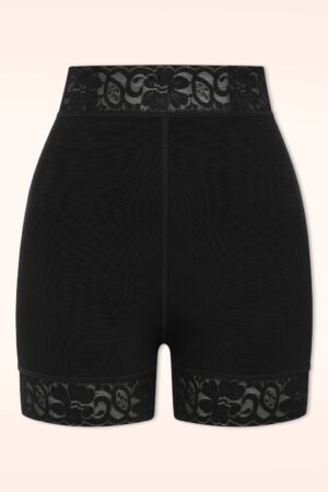 Exklusiv bei Topvintage ~ Belle Form Hoch geschnittene Spitzen-Miedershorts in Schwarz