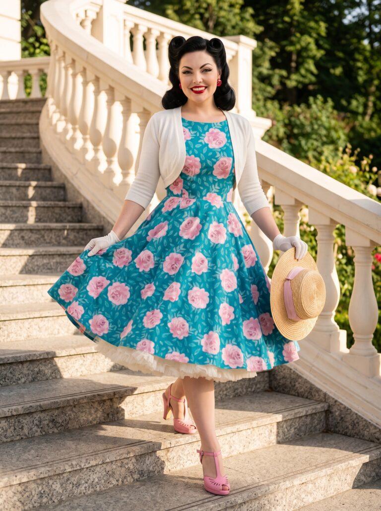 Garden Party Glamour: Mona Steals the Scene in Vintage Floral Elegance