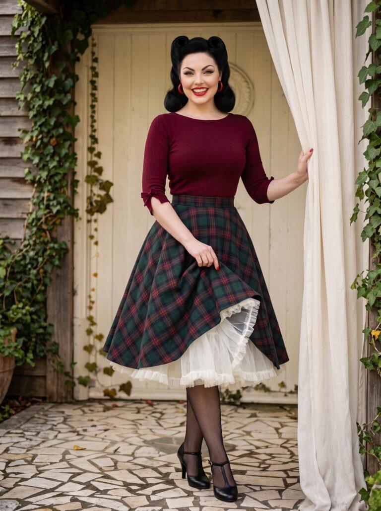 Boardwalk Autumn: Mona’s Tartan Plaid & Burgundy Elegance