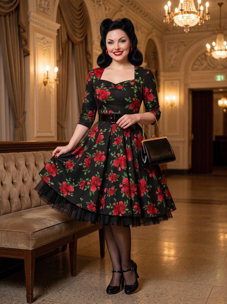 Theatre Foyer Romance: Mona’s Midnight Rose Glamour