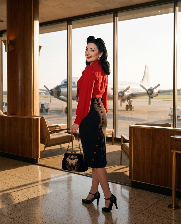 First-Class Departure: Channeling Mid-Century Jet-Set Glamour with Mona