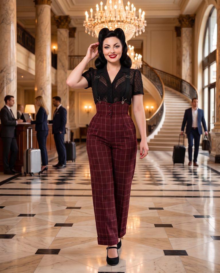 Grand Hotel Glamour: Mona in Burgundy Noir Sophistication