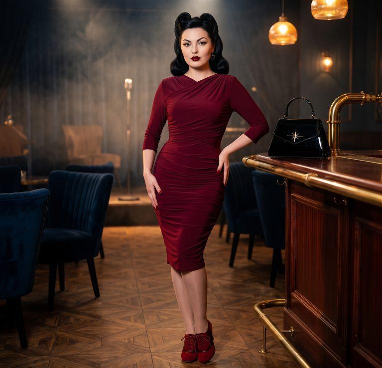Midnight in Velvet: Mona's Seductive Jazz Club Glamour in Wine Red